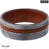 Bague  Acier façon damas et bois, Collection: homme APOLLON Taille 62