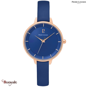 Montre PIERRE LANNIER Collection DELICE cadran bleu Bracelet cuir Bleu Femme