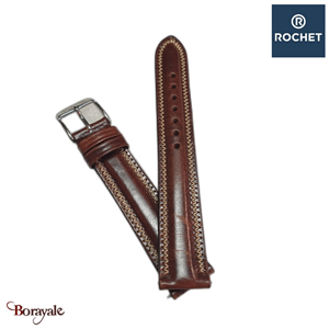 Bracelet de montre Rochet , Montana de couleur : vison, couture claire, 20 mm