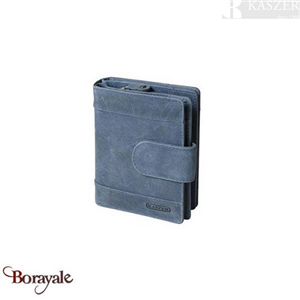 Porte monnaie kaszer collection Wyoming Blue en Cuir de vachette bleu jeans 5801