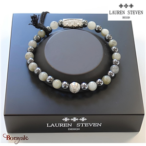 Bracelet Prosperite Lauren Steven Labradorite Perles de 6 mm Taille L 20,5 cm