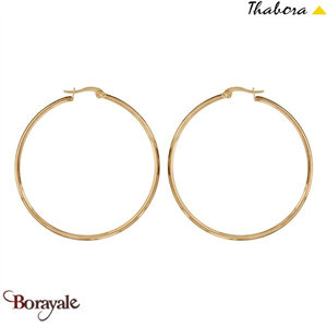 Boucles d'oreilles Thabora créoles simples fils ronds, 50 mm doré T114975J