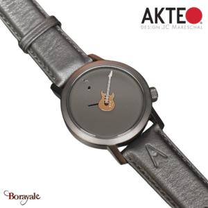 Montre AKTEO Art - Musique Guitare rouge 42 mm noire ronde AMu59