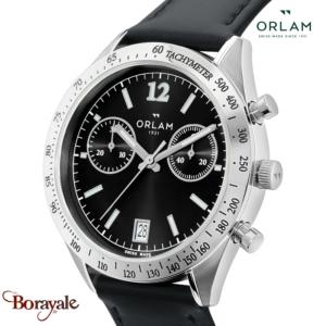 Montre Homme Orlam Legende cadran noir bracelet cuir noir étanche 10 ATM ORSSLLE