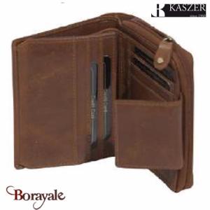 Porte monnaie Kaszer collection Oregon en cuir de vachette brut 513804-MC6