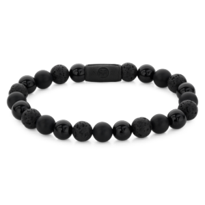Bracelet Rebel & Rose Black Rocks - Tout Noir - 8mm M, Homme RR-80073-B-M
