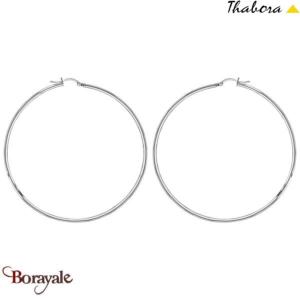 Boucles d'oreilles THABORA créoles simples fils ronds, 70 mm acier