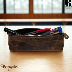 Trousse d'écolier KASZER collection Oregon Marron naturel 540204-C6