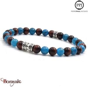 Apatite et Œil de taureau: Bracelet Pierres fines 6 mm PPJ Taille XL