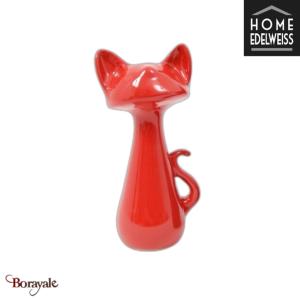 Chat assis 29 cm Home Edelweiss collection : Felix Rouge nacré