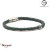 Bracelet PPJ Cuir tressé Simple tour Vert Salvia Taille M