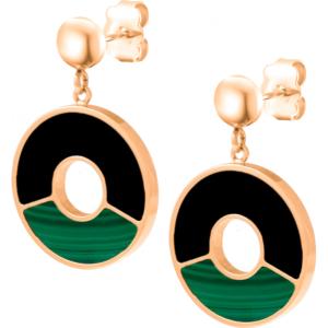 Boucles d'oreilles Onyx et Malachite Collection Art déco YOLA NATURE