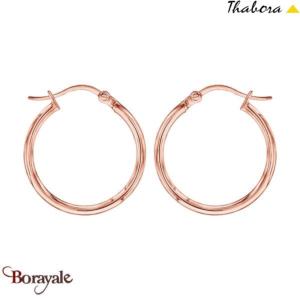 Boucles d'oreilles Thabora créoles simples fils ronds, 20 mm rose doré T114972D