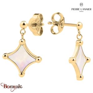 Boucles d'oreilles Nebulia Pierre Lannier BJ26A2211 acier poli de couleur or