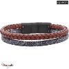 Bracelet homme Apollon, acier, cuir italien rouge et nylon