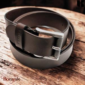 Ceinture KASZER Indiana en cuir de buffle pleine fleur marron foncé grainé - 576