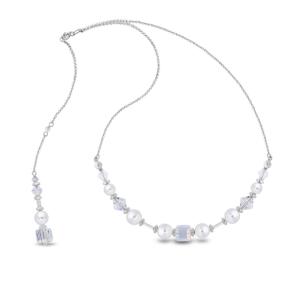 Collier Spark Hibiscus cristal autrichien sur argent A0397AB