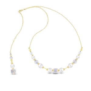 Collier Spark Hibiscus cristal autrichien sur argent doré G0397AB