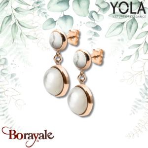 Boucles d'oreilles Yola Nature Cabochon Acier plaqué IP rose IG-564