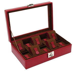 Coffret boite 10 montres, Friederich 1923 série Cordoba à fenêtre, rouge 26215-4