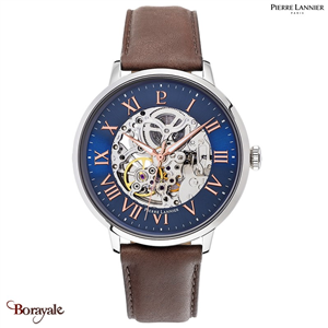 Montre PIERRE LANNIER Collection AUTOMATIQUE argenté cuir Homme