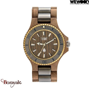 Montre en bois WEWOOD DATE ME Nut Rough - gun métal et doré 70368-733