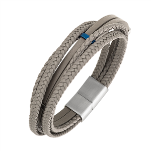 Bracelet All Blacks bijoux Homme acier et cuir 682190