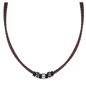 Collier All Blacks bijoux Homme acier et cuir 682317
