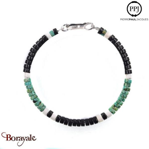 Bracelet PPJ Heishi Kiowas Onyx, turquoise, d’afrique, howlite Taille XL