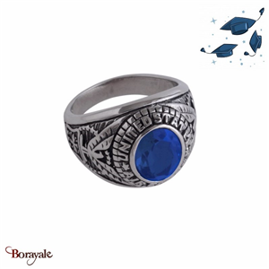 Bague universitaire américaine Air Force bleu en acier inoxydable Taille : 56