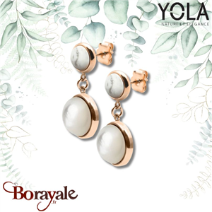Boucles d'oreilles Yola Nature Cabochon Acier plaqué IP rose IG-564