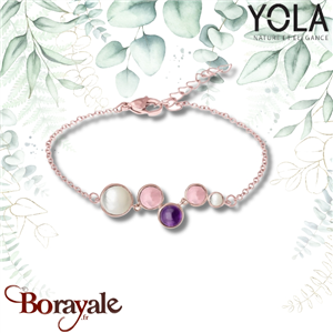 Bracelet Quartz Rose - améthyste - nacre, Collection: Nature et élégance YOLA