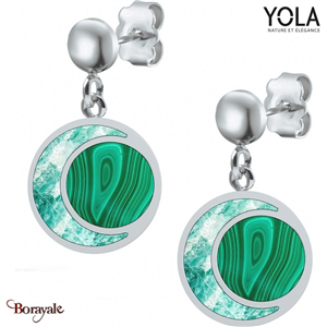 Boucles d'oreilles Amazonite et malachite Collection Féminité YOLA NATURE