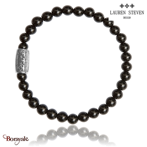 Bracelet Lauren Steven Perles Agate Noire LSB06L096