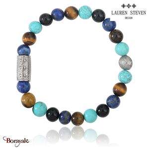 Bracelet Prosperite Lauren Steven Turquoise  Perles de 08 mm Taille L 20,5 cm
