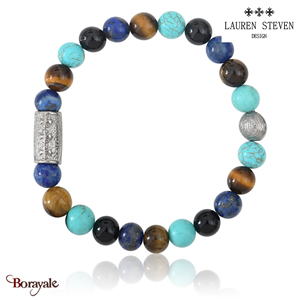 Bracelet Prosperite Lauren Steven Turquoise Perles de 08 mm Taille L 20,5 cm