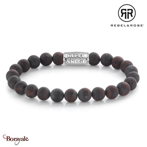 Bracelet Rebel & Rose 8 mm Jaspe brèche rouge mat