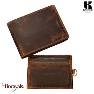 Porte cartes 2 en un KASZER collection Oregon Marron naturel 512804-MC6