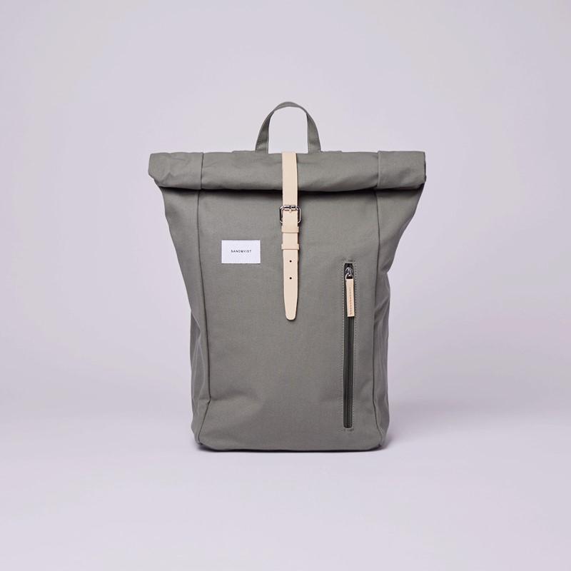 Sac a dos SANDQVIST Stockholm Serie Ground Dante 16 23L Vert et cuir naturel SQA1577