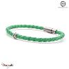 Cuir d'agneau: Bracelet cuir tressé simple tours vert jade PPJ Taille XL