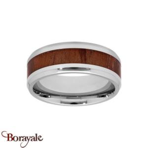 Bague Thabora acier homme et bois sous résine T160319-66