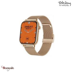 Montre TEKDAY connectée Mixte / unisexe  boîtier rose doré, acier milanais rose