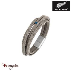 Bracelet All Blacks bijoux Homme acier et cuir 682190