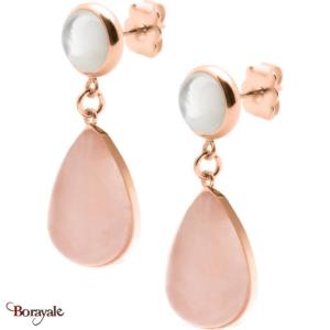 Boucles d'oreilles Nacre et quartz rose, Collection: Goutte YOLA