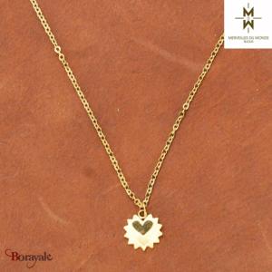 Collier en Acier doré Merveilles du monde