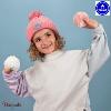 Bonnet + 3 pompons CABAIA 4-6 ans Polaire Série :Kids Milky  Rose Lurex-argent