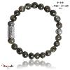 Bracelet Prosperite Lauren Steven Larvikite Grise Perles de 08 mm Taille M 19,5