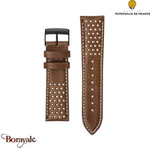 Bracelet de Montre Patrouille de France Cuir marron perforé 22 mm