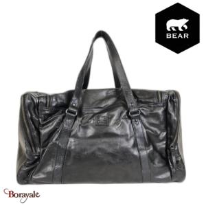 Sac voyages - sports Bear Design en Cuir de vachette lavé Noir