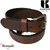 Ceinture Kaszer Indiana en cuir de buffle pleine fleur marron foncé lisse